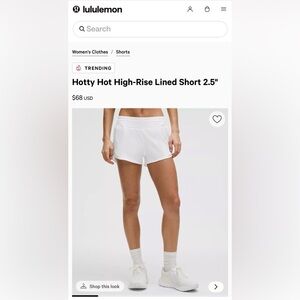 Lululemon Hotty Hot High Rise Lined Short 2.5”